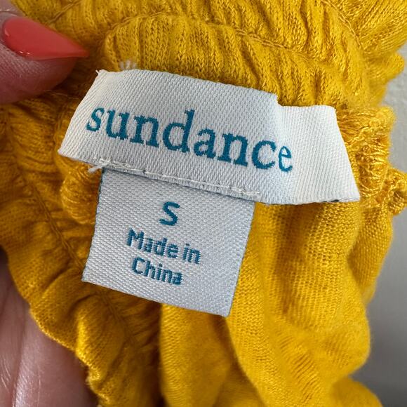 Sundance Dancing Garden Blouse Top Linen Floral Embroidery Boho Peasant Yellow S - Picture 8 of 10